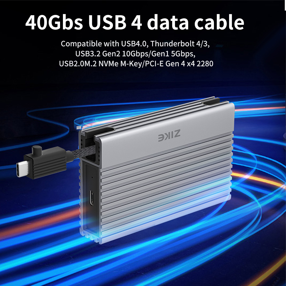 ZIKE Z666 USB4 40Gbps NVMe M.2 SSD Enclosure - Grey - GEEKMAXI.COM